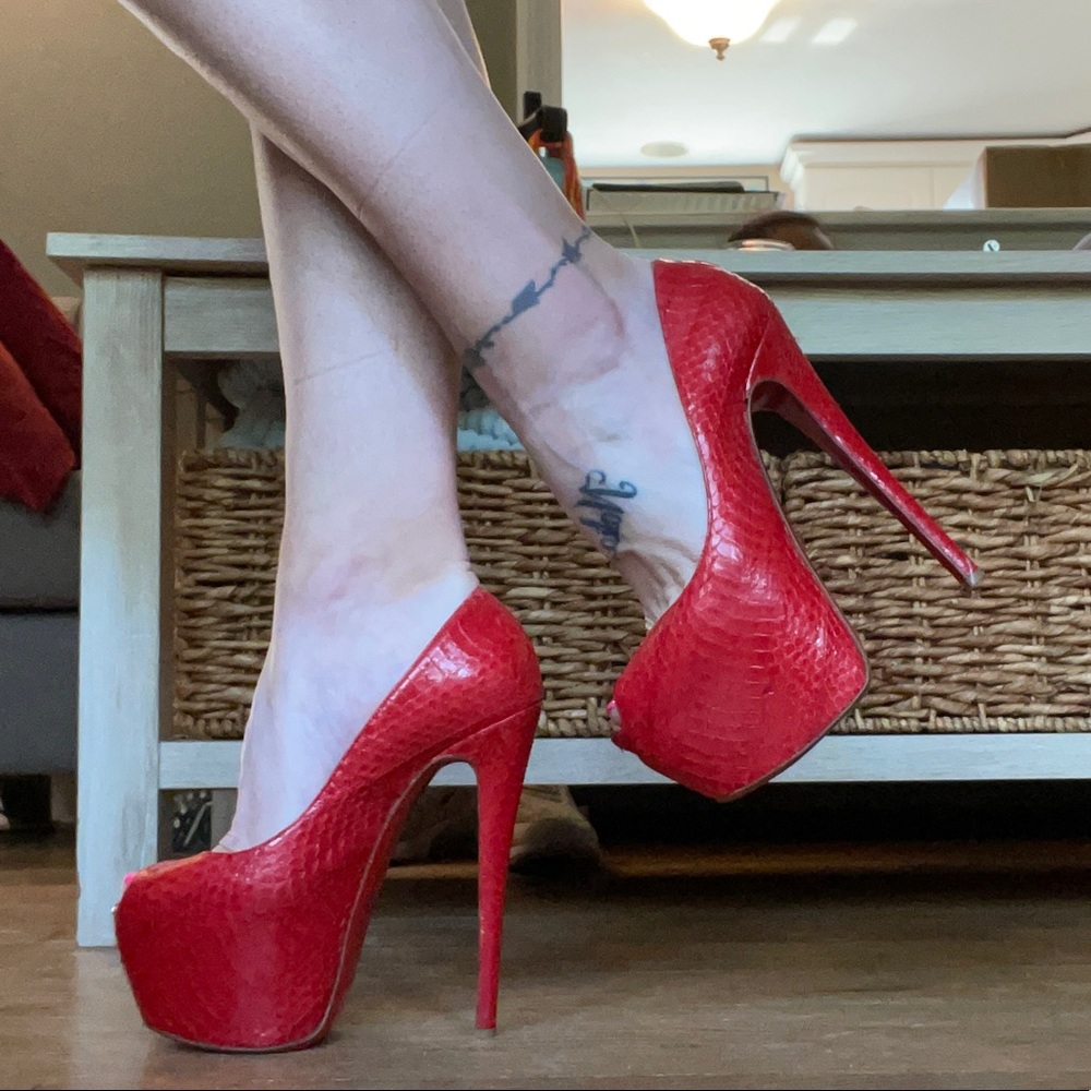 Louboutin Highness 160MM Red Python - 37.5 - Picture 2 of 12
